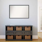 36 in. W x 24 in. H Rectangle Framed Black Silver Thin Bathroom Vanity Mirror