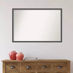 36 in. W x 24 in. H Rectangle Framed Black Silver Thin Bathroom Vanity Mirror