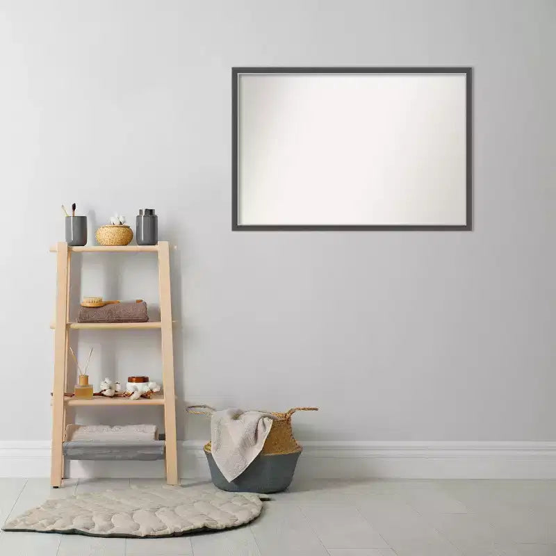 36 in. W x 24 in. H Rectangle Framed Black Silver Thin Bathroom Vanity Mirror