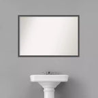 36 in. W x 24 in. H Rectangle Framed Black Silver Thin Bathroom Vanity Mirror