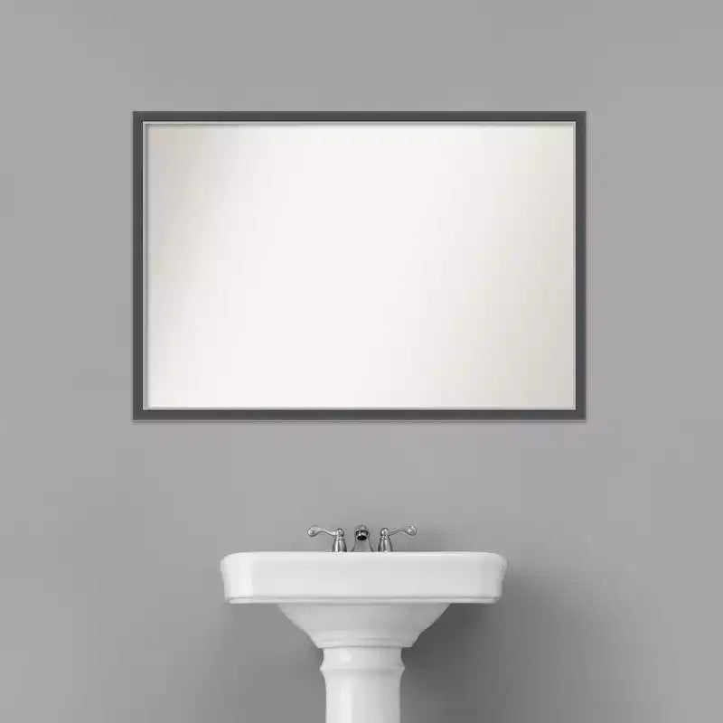 36 in. W x 24 in. H Rectangle Framed Black Silver Thin Bathroom Vanity Mirror