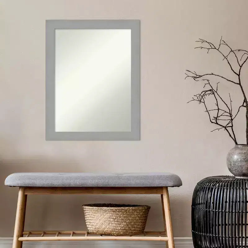 Miroir mural en nickel brossé non biseauté 22" x 28" - Rectangle moderne, comprend la quincaillerie de montage