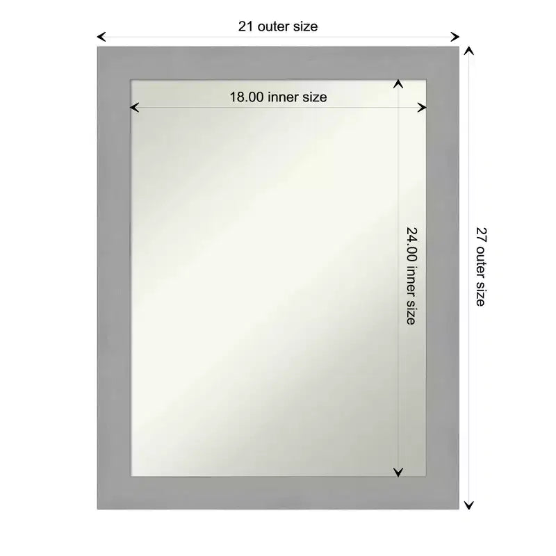 Miroir mural en nickel brossé non biseauté 22" x 28" - Rectangle moderne, comprend la quincaillerie de montage
