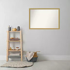 Lustro łazienkowe 38" x 26" bez fazowania, wąska rama szczotkowane złoto