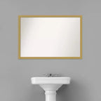 Lustro łazienkowe 38" x 26" bez fazowania, wąska rama szczotkowane złoto