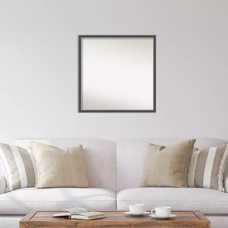 Square Framed Black Silver Wall Mirror – 27.75 x 27.75 in.