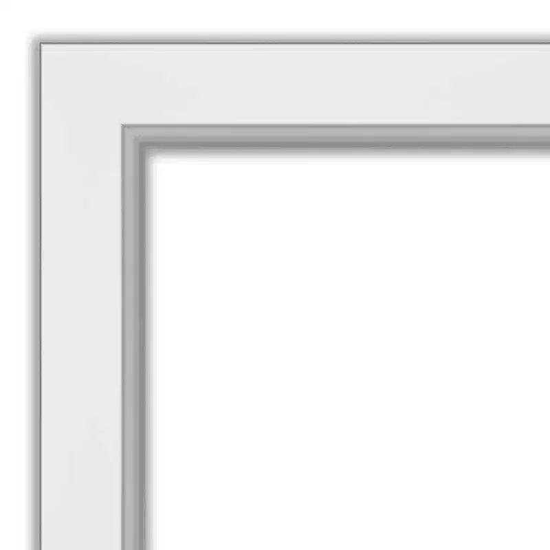 24" x 30" Non-Beveled Bathroom Wall Mirror - White Silver Frame, Rectangle, Polystyrene, Wall Mounted