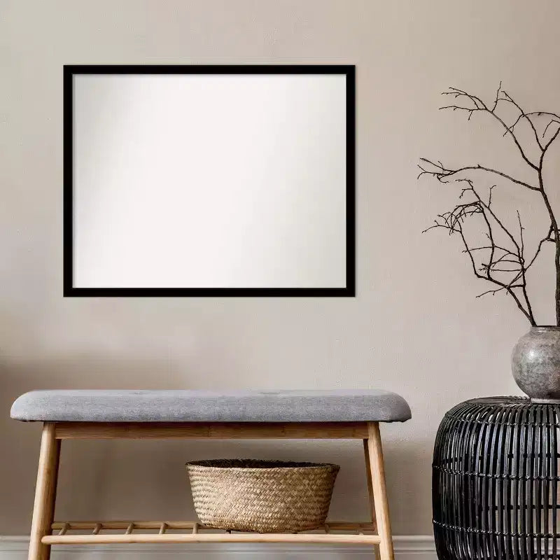 30" x 24" Nicht facettierter rechteckiger Badezimmerspiegel mit Rahmen, Jet Schwarz
