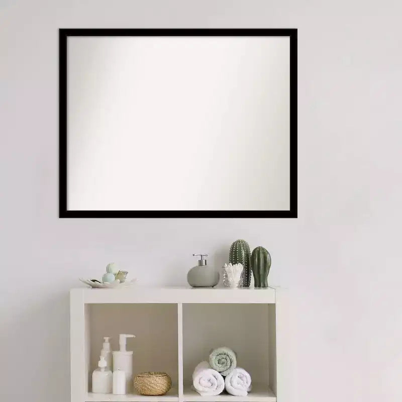 30" x 24" Nicht facettierter rechteckiger Badezimmerspiegel mit Rahmen, Jet Schwarz