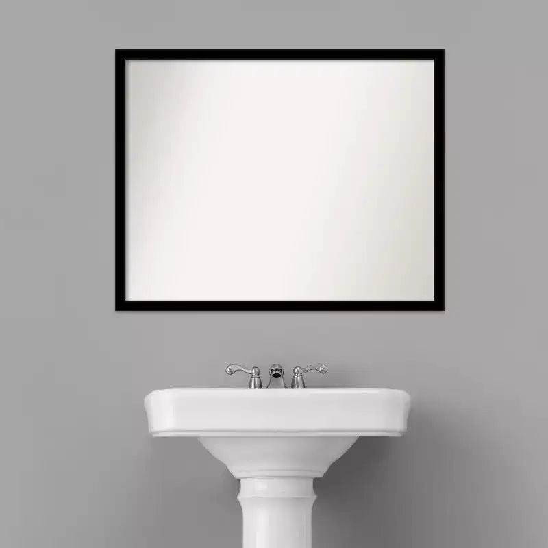 30" x 24" Nicht facettierter rechteckiger Badezimmerspiegel mit Rahmen, Jet Schwarz