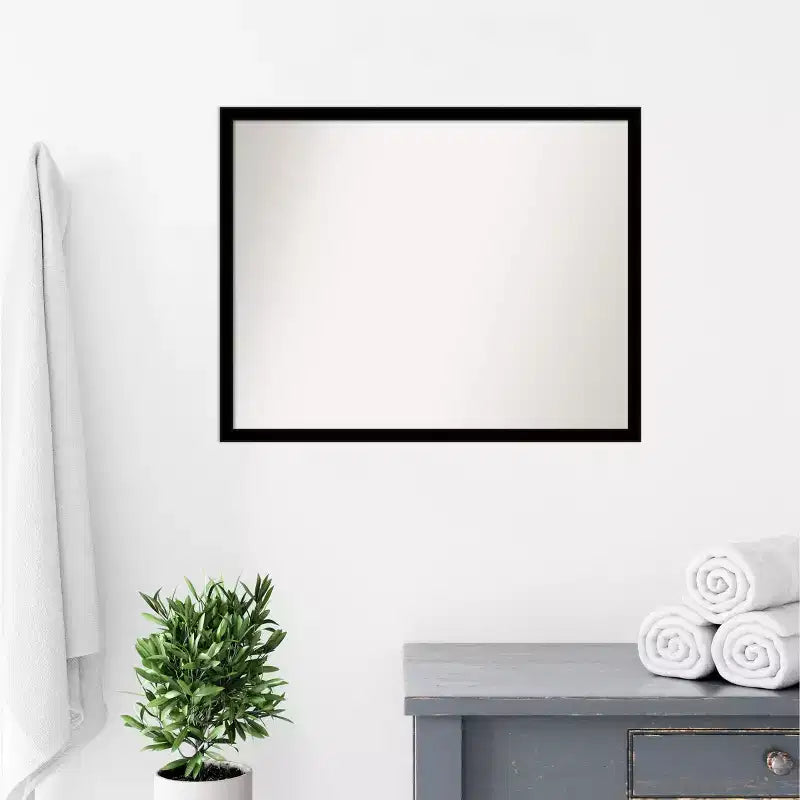 30" x 24" Nicht facettierter rechteckiger Badezimmerspiegel mit Rahmen, Jet Schwarz