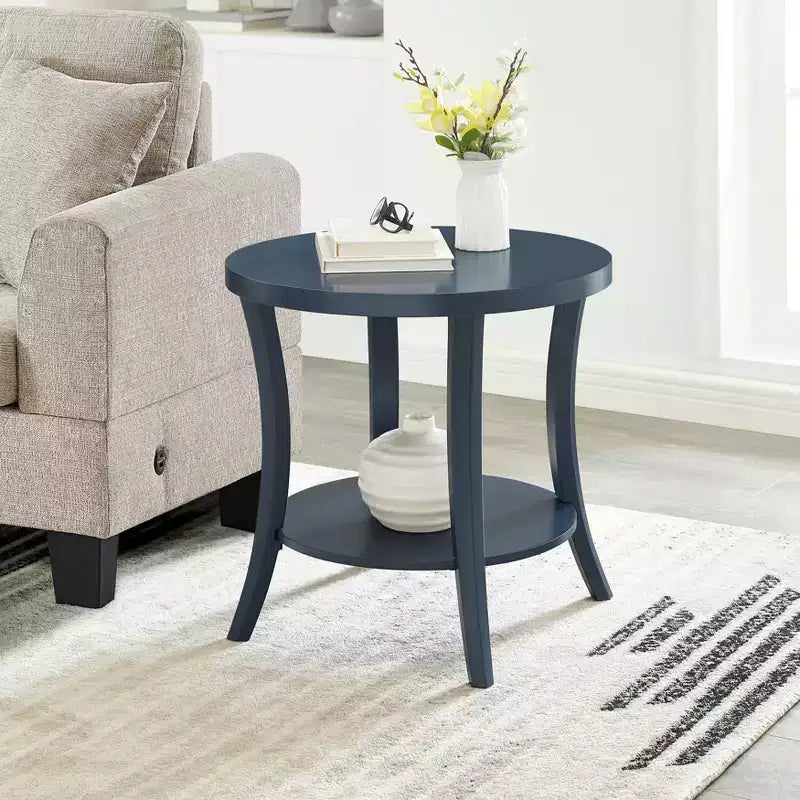 Round End Table with Display Shelf