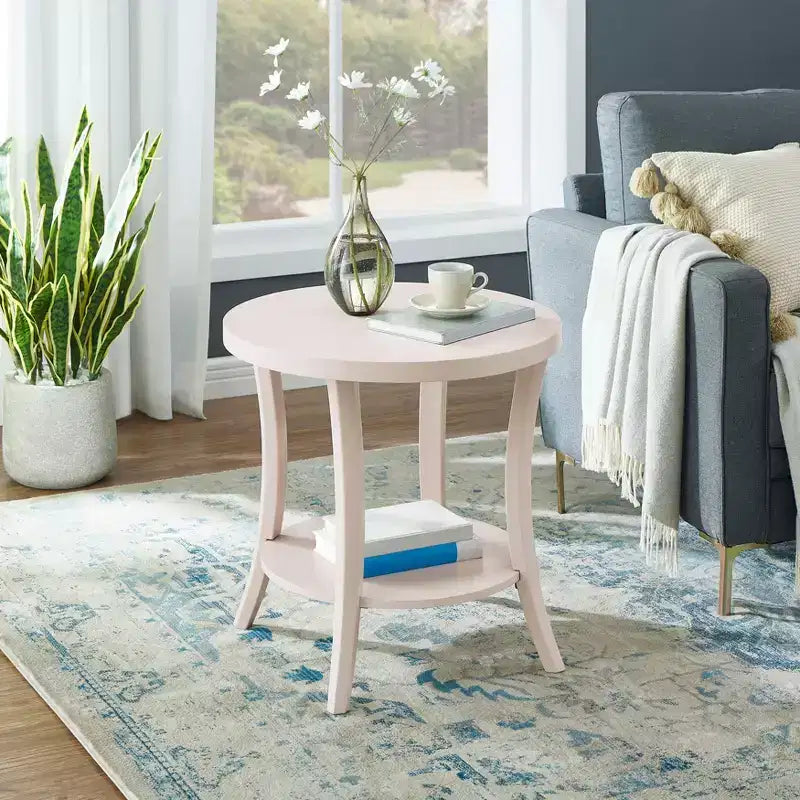 Round End Table with Display Shelf