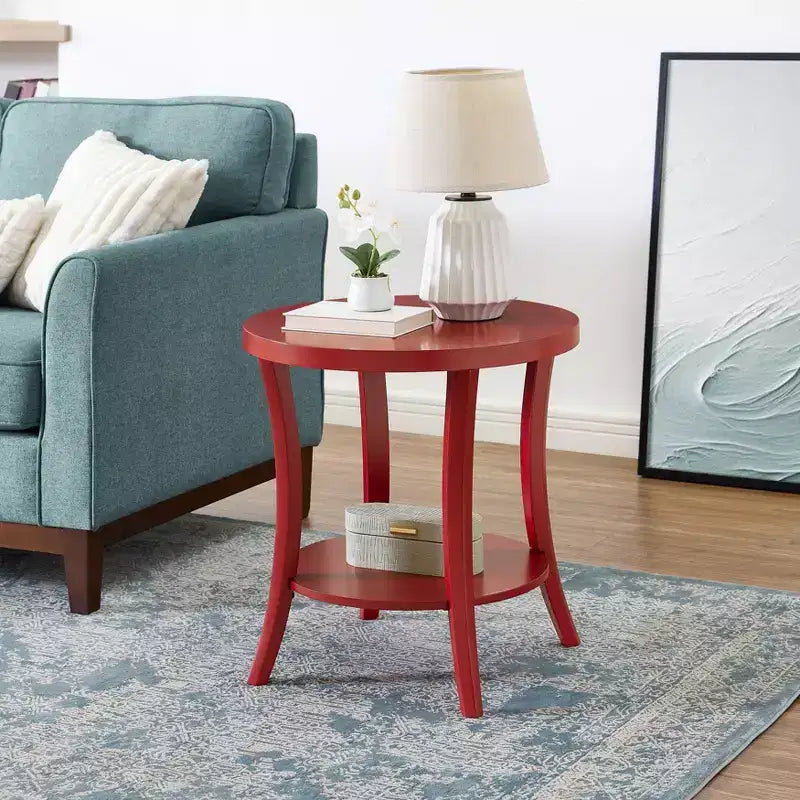 Round End Table with Display Shelf