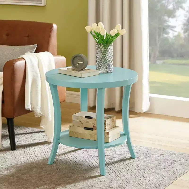 Round End Table with Display Shelf