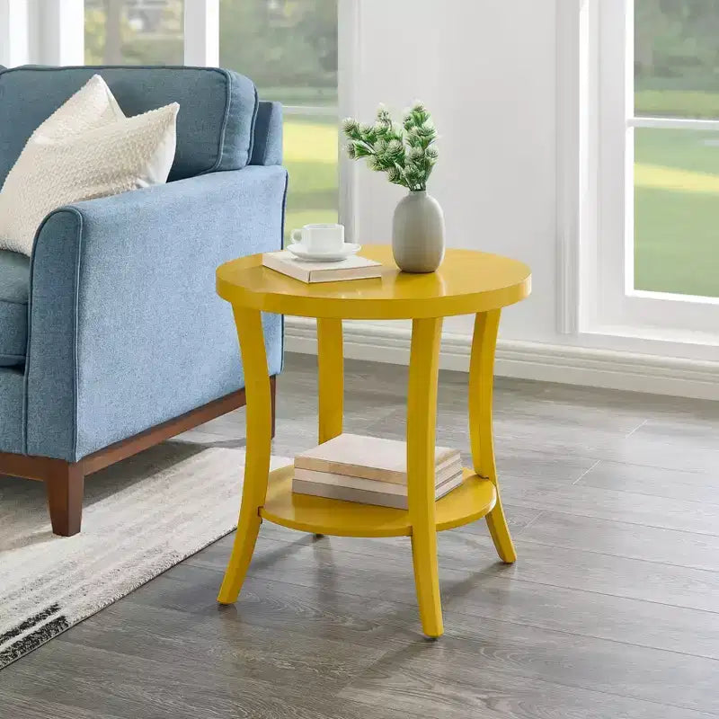 Round End Table with Display Shelf