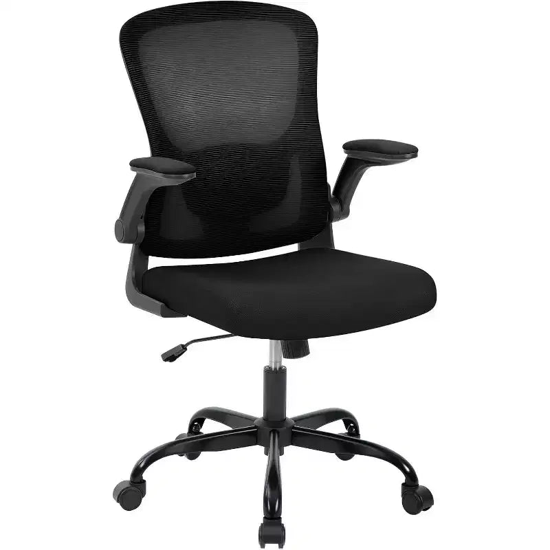 Bürostuhl mit hohem Netzrücken, höhenverstellbar und klappbaren Armlehnen