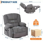 Swivel Recliner Chair with Vibration Massage and Heating Function