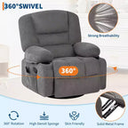 Swivel Recliner Chair with Vibration Massage and Heating Function