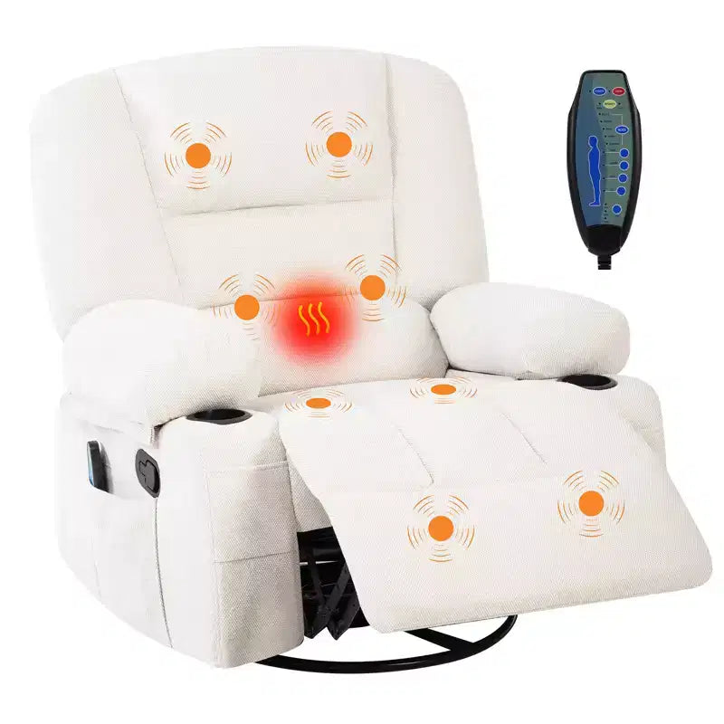 Swivel Recliner Chair with Vibration Massage and Heating Function
