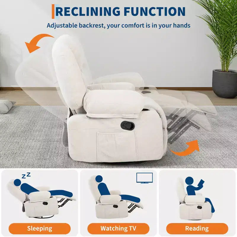 Drehbarer Relaxsessel mit Vibrationsmassage und Heizfunktion