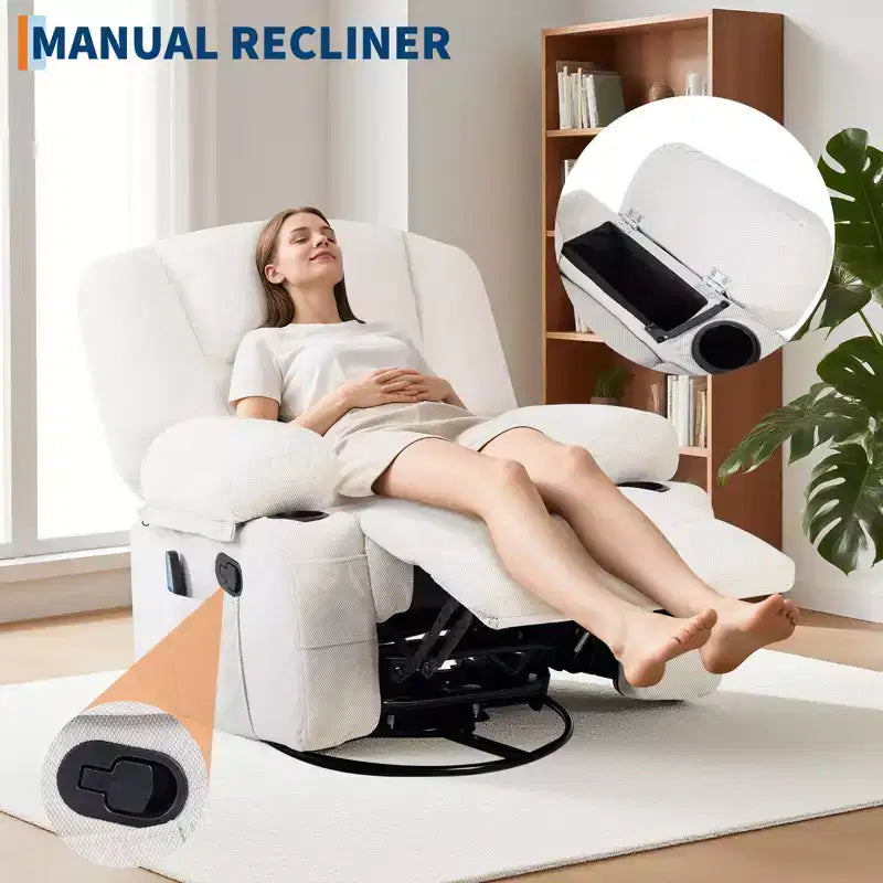Swivel Recliner Chair with Vibration Massage and Heating Function