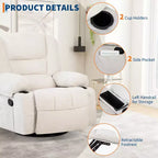 Swivel Recliner Chair with Vibration Massage and Heating Function