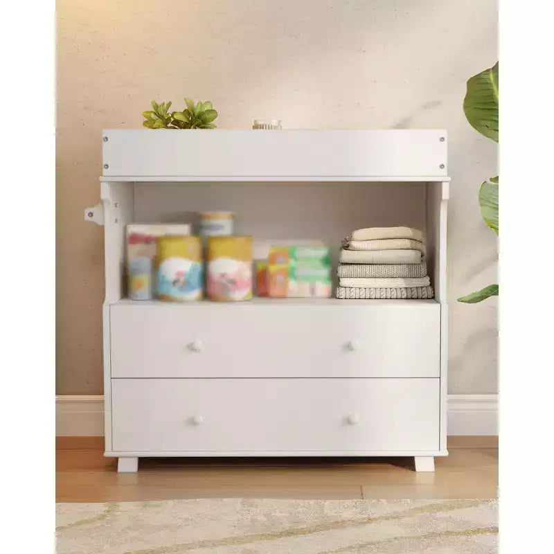 Wooden Baby Changing Table with 2 Drawers