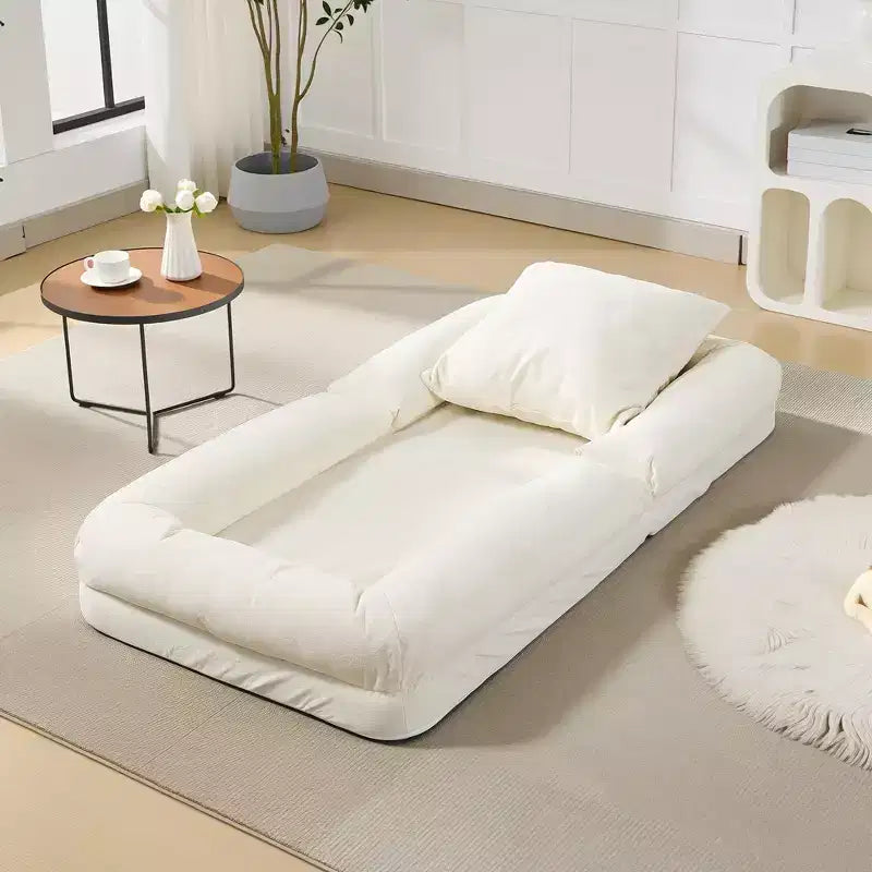 Sofá cama de suelo ajustable de 5 posiciones de 64.9'', tumbona tapizada para adultos y mascotas, sofá perezoso plegable  