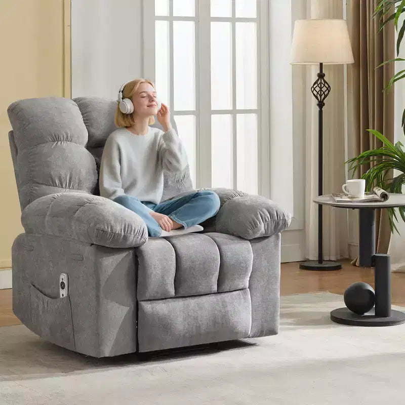 Schaukel-Relaxsessel mit Massage- und Heizfunktion, 2 Seitentaschen