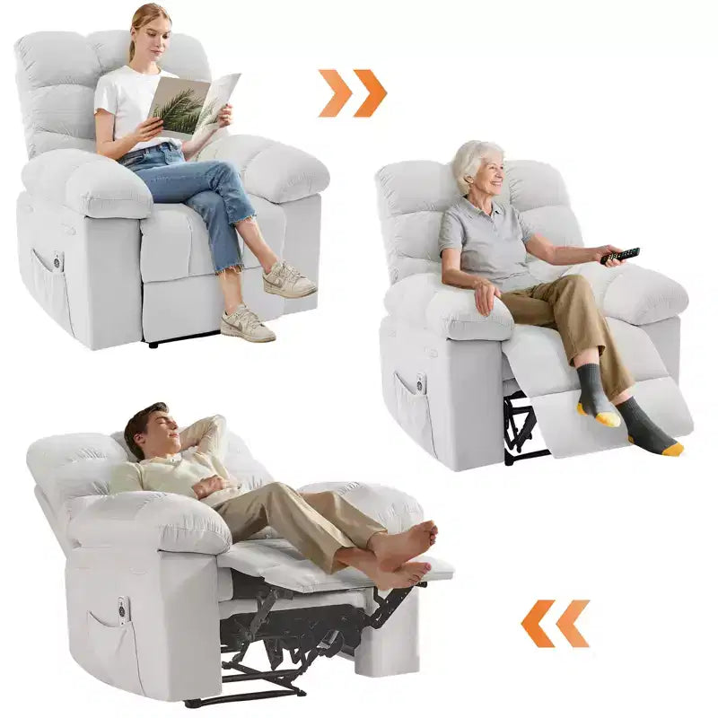 Schaukel-Relaxsessel mit Massage- und Heizfunktion, 2 Seitentaschen