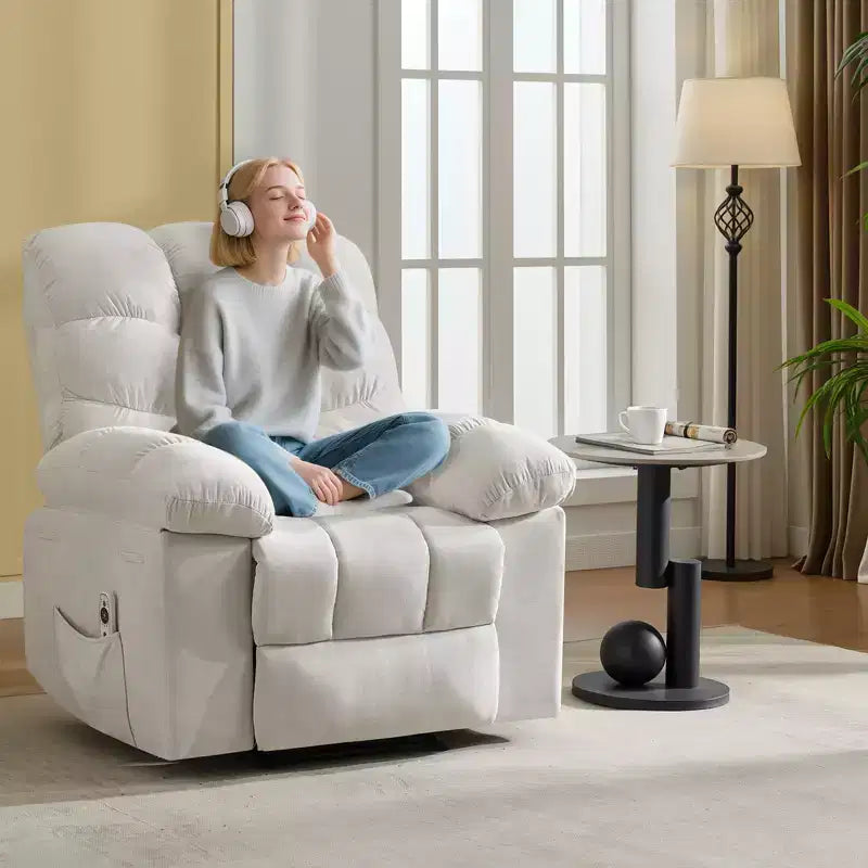 Schaukel-Relaxsessel mit Massage- und Heizfunktion, 2 Seitentaschen