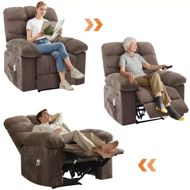 Schaukel-Relaxsessel mit Massage- und Heizfunktion, 2 Seitentaschen