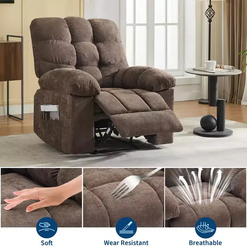 Schaukel-Relaxsessel mit Massage- und Heizfunktion, 2 Seitentaschen