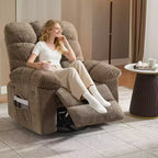 Drehbarer Schaukel-Relaxsessel mit Massage und Wärme – Leinenbezogen