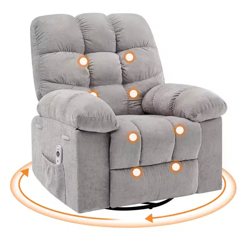 Drehbarer Schaukel-Relaxsessel mit Massage und Wärme – Leinenbezogen