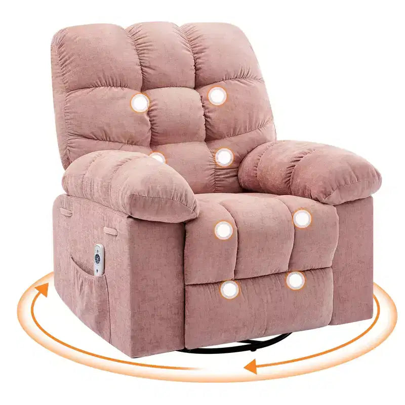 Drehbarer Schaukel-Relaxsessel mit Massage und Wärme – Leinenbezogen