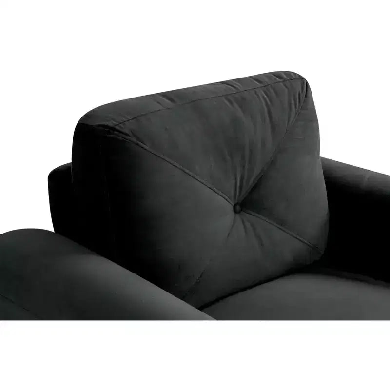 Samtbezogener Einzelsessel mit knopfgepolsterter Rückenlehne – Moderner Sessel für Wohnzimmer, Schlafzimmer, Büro, Schwarz
