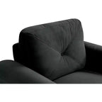 Samtbezogener Einzelsessel mit knopfgepolsterter Rückenlehne – Moderner Sessel für Wohnzimmer, Schlafzimmer, Büro, Schwarz
