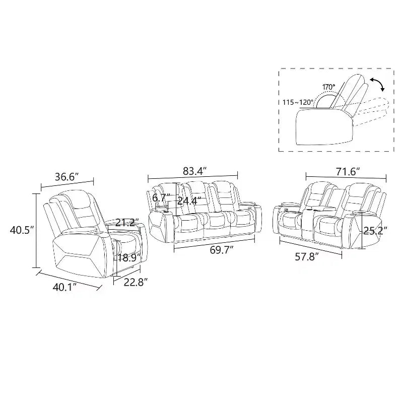 Elektrischer Relaxsessel, Ledersessel mit USB-Ladung, Stauraum & Getränkehalter für Wohnzimmer, Weiß