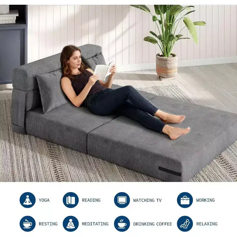 76-Zoll umwandelbares Schlafsofa - 4-in-1 klappbares Schlafsofa mit Cordstoffbezug