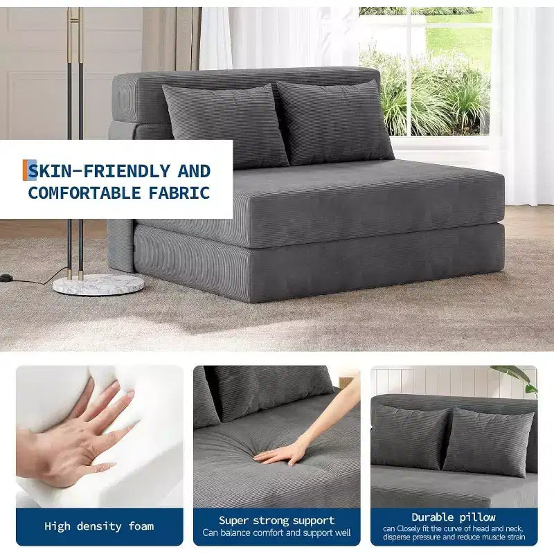 76-Zoll umwandelbares Schlafsofa - 4-in-1 klappbares Schlafsofa mit Cordstoffbezug