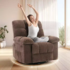 Schaukel-Relaxsessel, 360° drehbarer Schaukelstuhl, Einzelsessel, extra breiter manueller Relaxsessel, Chenille-Bezug