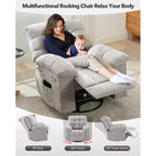 Schaukel-Relaxsessel, 360° drehbarer Schaukelstuhl, Einzelsessel, extra breiter manueller Relaxsessel, Chenille-Bezug