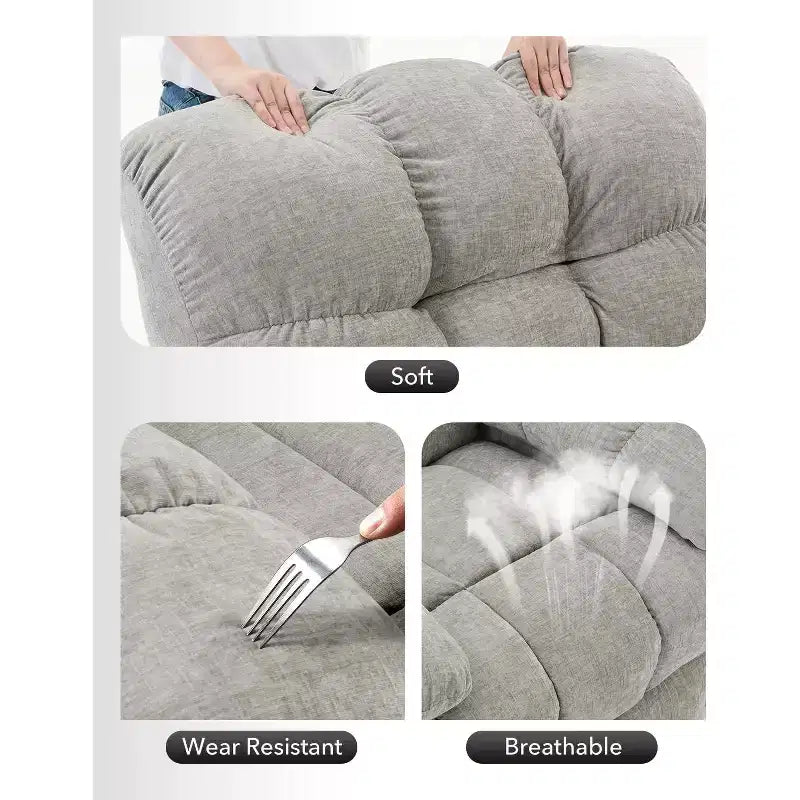 Schaukel-Relaxsessel, 360° drehbarer Schaukelstuhl, Einzelsessel, extra breiter manueller Relaxsessel, Chenille-Bezug