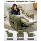 Schaukel-Relaxsessel, 360° drehbarer Schaukelstuhl, Einzelsessel, extra breiter manueller Relaxsessel, Chenille-Bezug