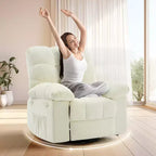 Schaukel-Relaxsessel, 360° drehbarer Schaukelstuhl, Einzelsessel, extra breiter manueller Relaxsessel, Chenille-Bezug