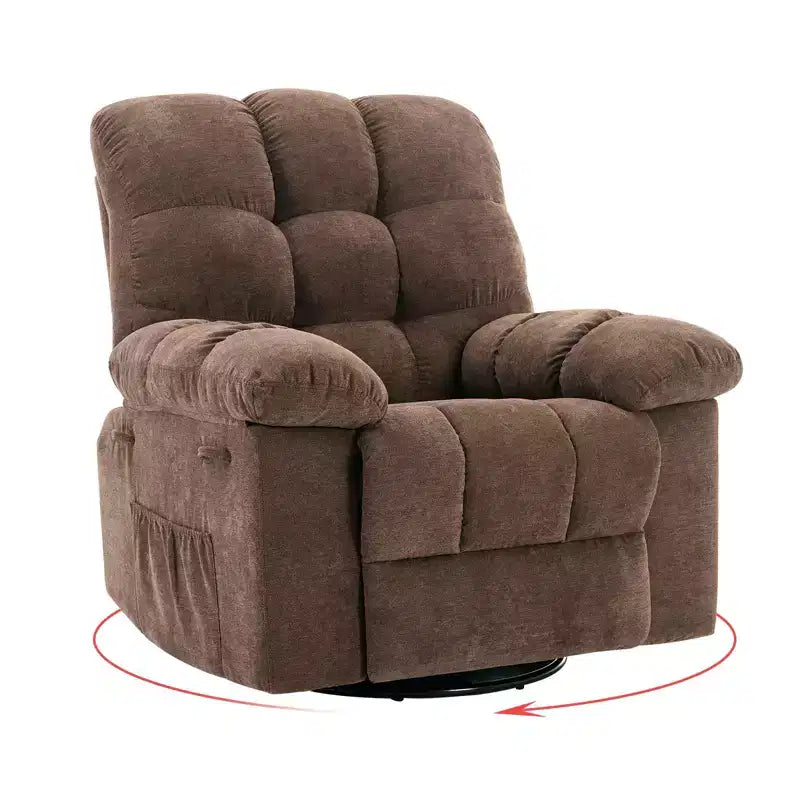 Schaukel-Relaxsessel, 360° drehbarer Schaukelstuhl, Einzelsessel, extra breiter manueller Relaxsessel, Chenille-Bezug