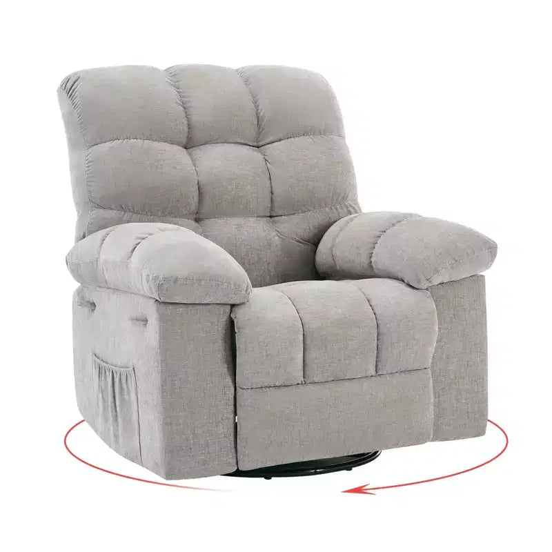 Schaukel-Relaxsessel, 360° drehbarer Schaukelstuhl, Einzelsessel, extra breiter manueller Relaxsessel, Chenille-Bezug
