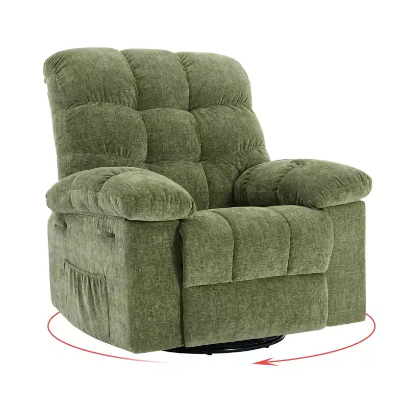 Schaukel-Relaxsessel, 360° drehbarer Schaukelstuhl, Einzelsessel, extra breiter manueller Relaxsessel, Chenille-Bezug